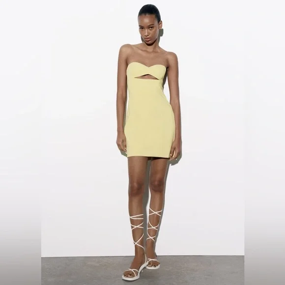 Zara Yellow Strapless Cut Out Dress - Picture 13 of 17